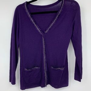 Aeffe Spa sweater 6 cardigan purple ruffle fringe